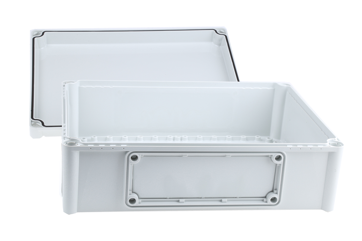 Fibox EK Series Grey Polycarbonate Enclosure, IP66, IP67, Flanged, Grey Lid, 380 x 280 x 130mm