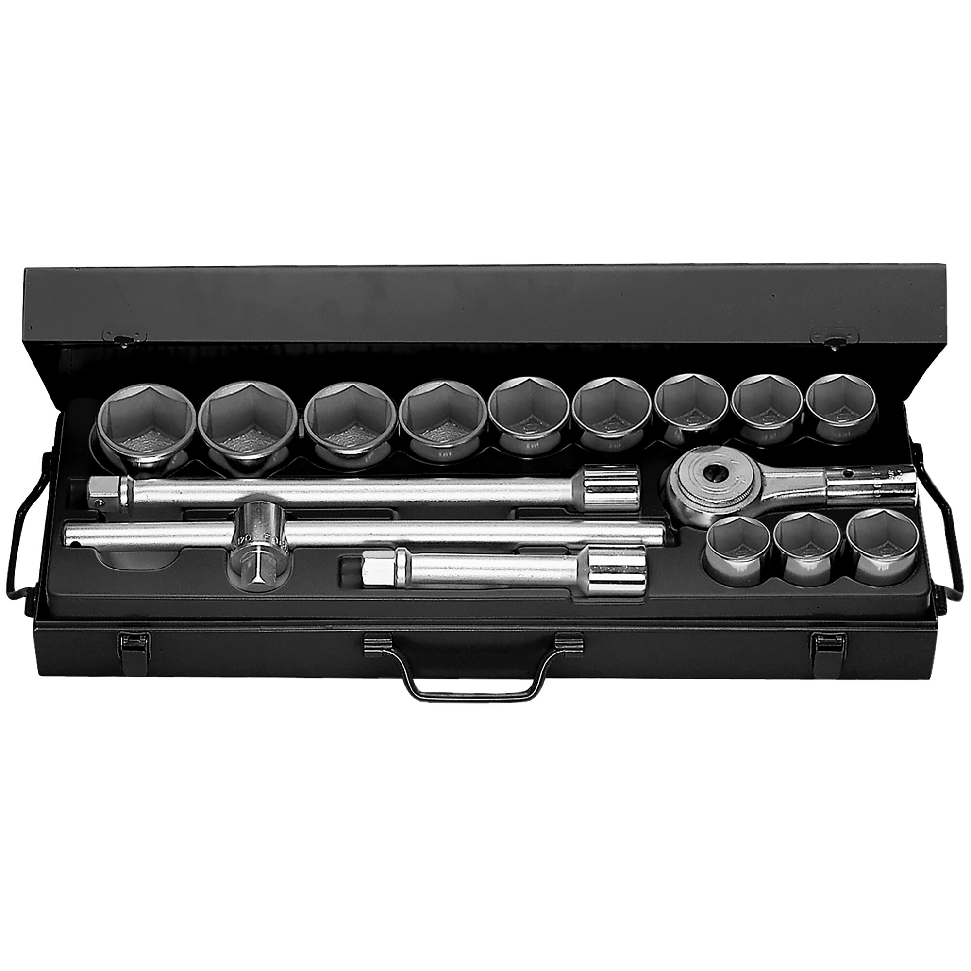 Facom 14-Piece Metric 3/4 in Standard Socket Set with Ratchet, 6 point