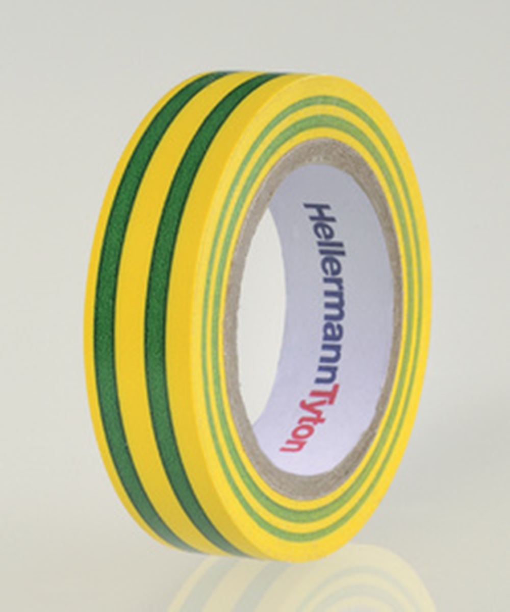 HellermannTyton HelaTape Flex Green, Yellow Electrical Tape, 15mm x 10m