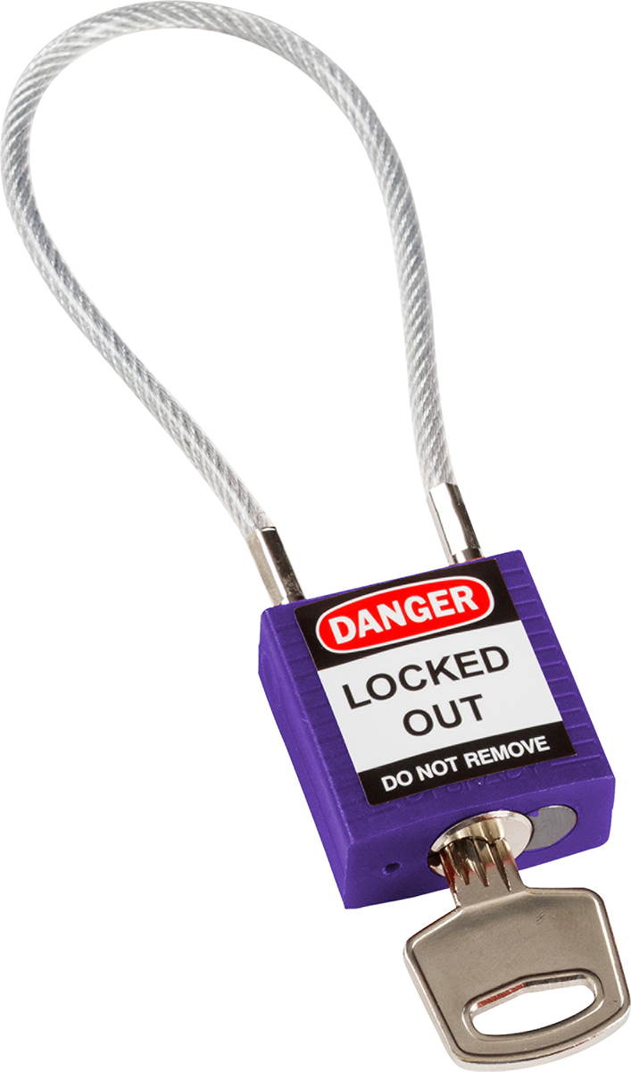 Brady Purple 1-Lock Rugged Reinforced Nylon Body with Sheathed Steel Cable Keyed Padlocks & Safety Padlocks, 4.7mm