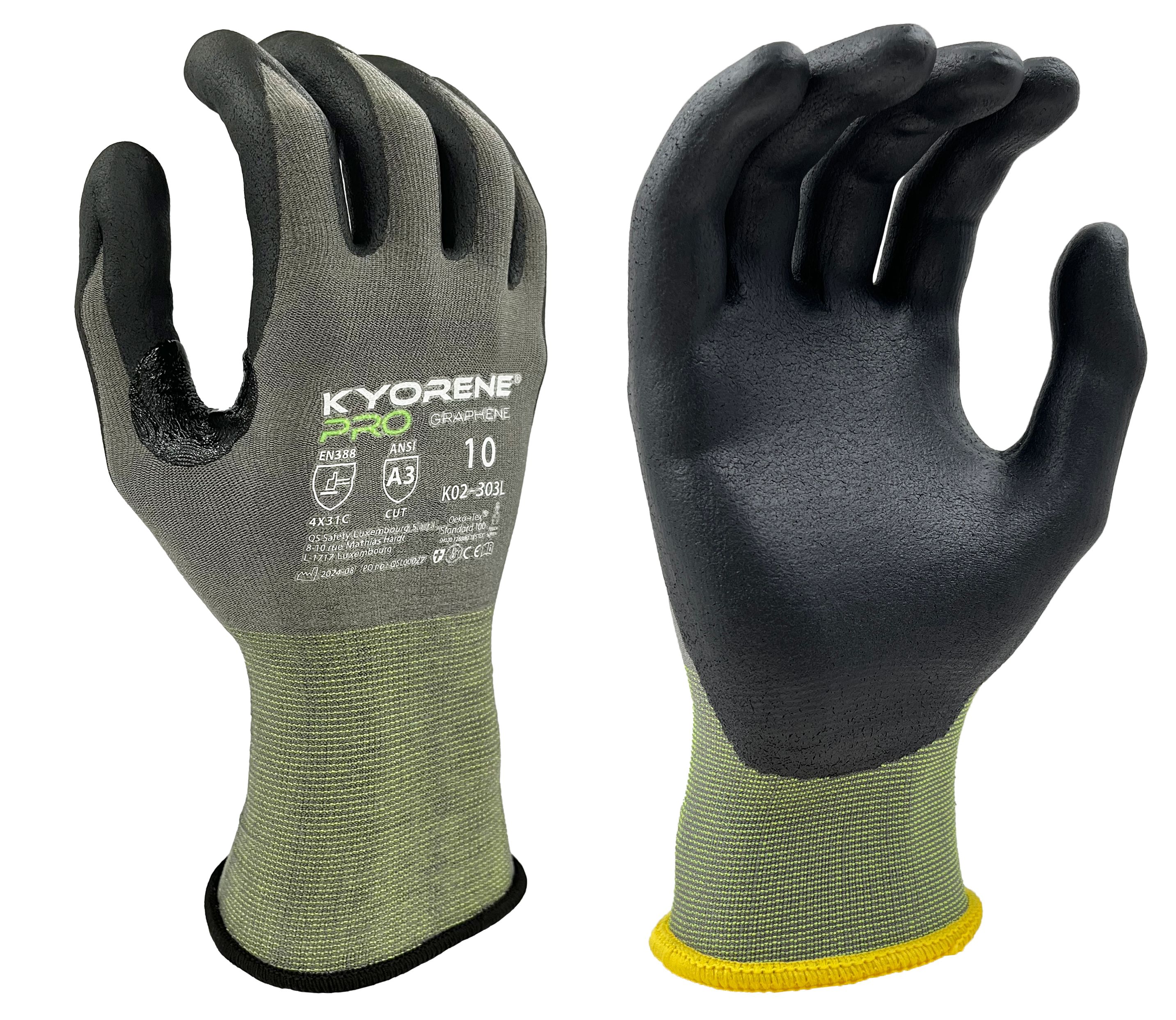 KYORENE K02-303L Grey Graphene Work Gloves, Size 11