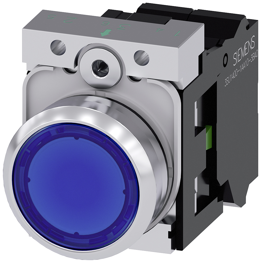 Siemens SIRIUS ACT 3SU11 Series Illuminated Push Button Complete Unit, 22mm Cutout, SPST, IP66, IP67, IP69(IP69K)