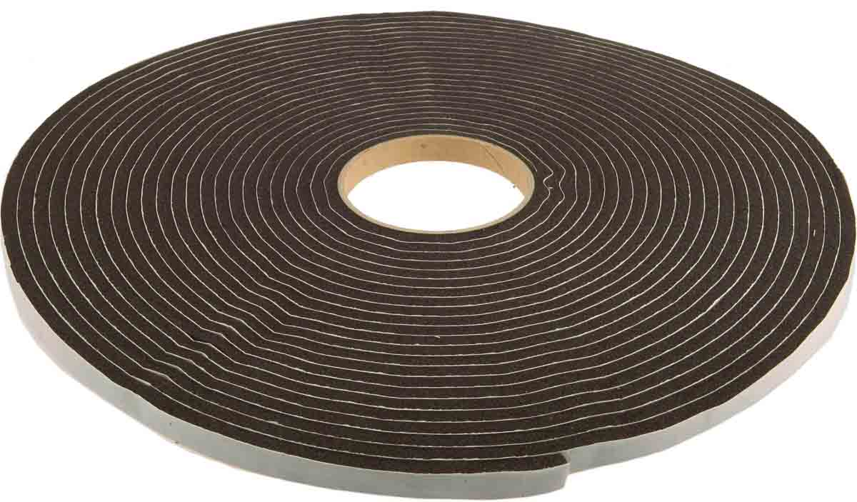 RS PRO Black Foam Tape, 12.0mm x 15.0m, 6.0mm Thick