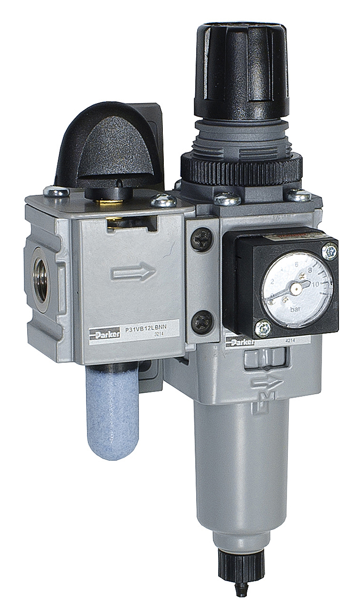 Parker P31 Metal Filter Regulator, 5μm, G 1/4, Manual, 8 bar