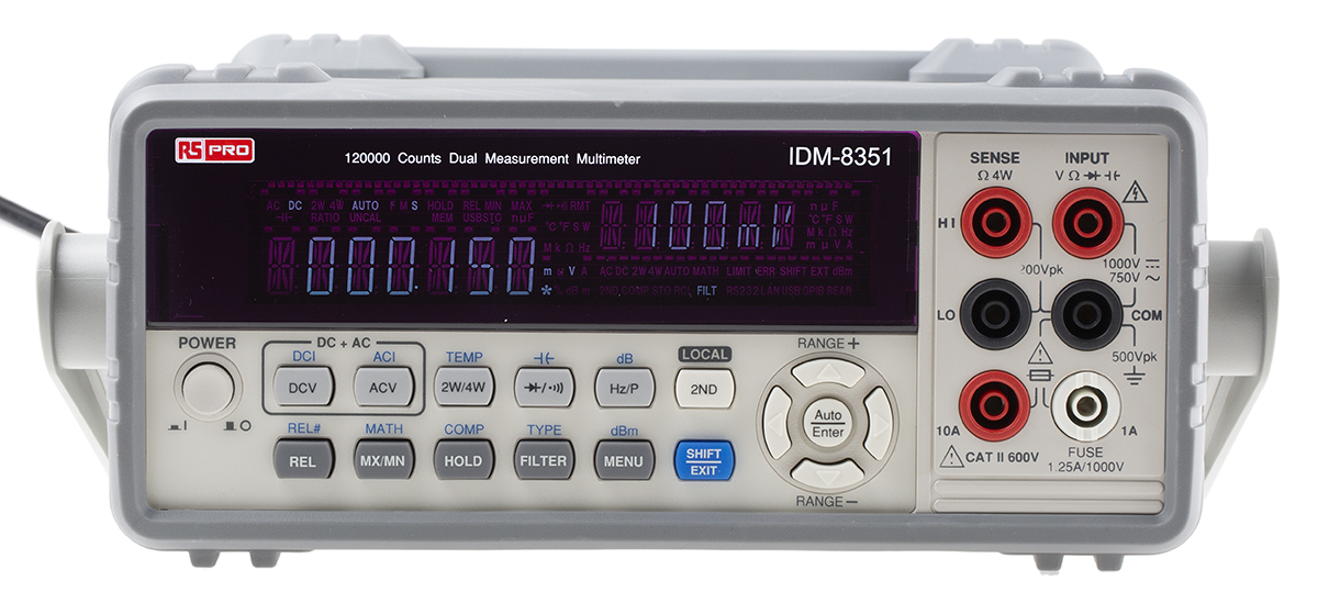 RS PRO IDM8351 Bench Digital Multimeter, True RMS, 10A ac Max, 10A dc Max, 750V ac Max - RS Calibrated