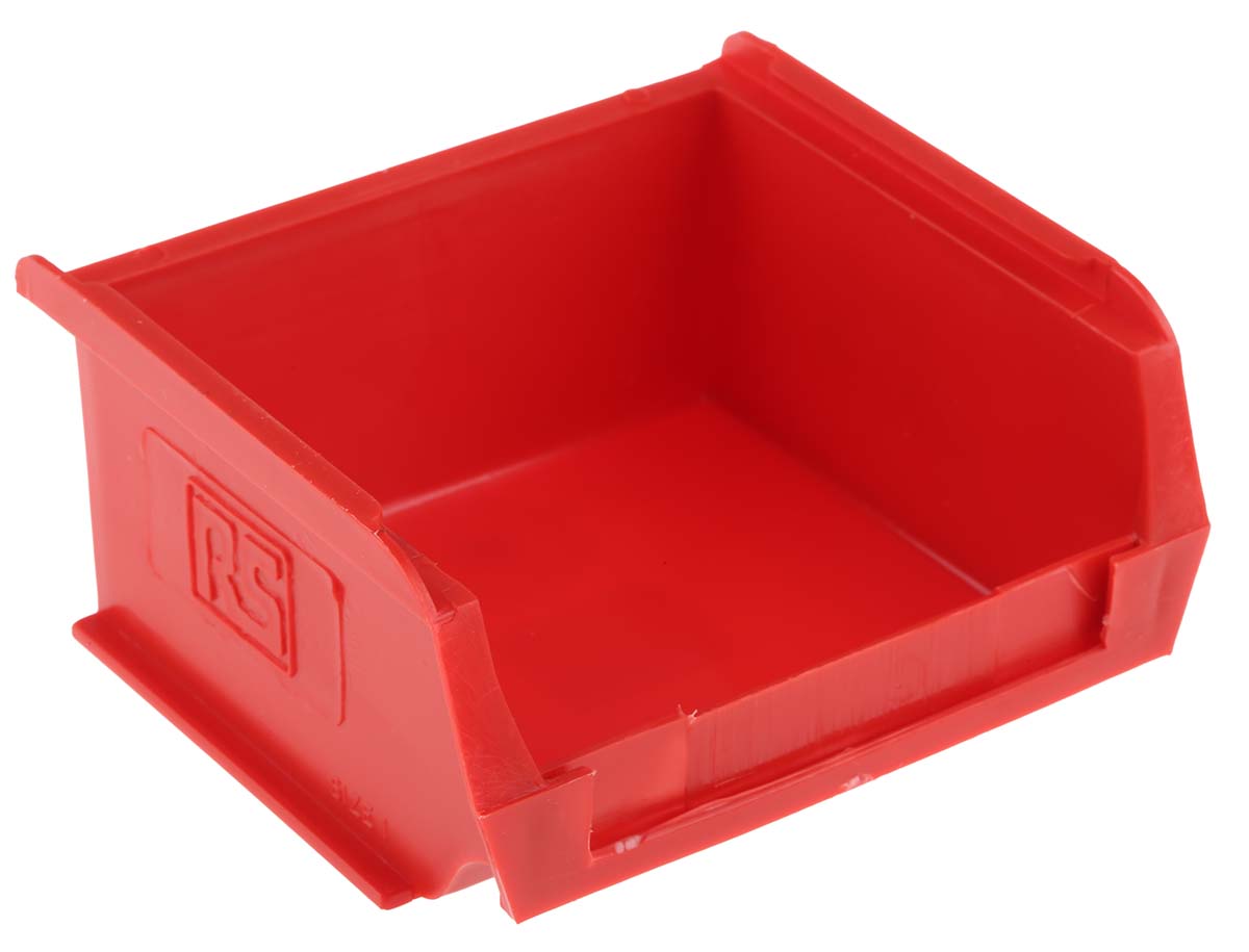 RS PRO PP Storage Bin, 90mm x 100mm x 50mm, Red