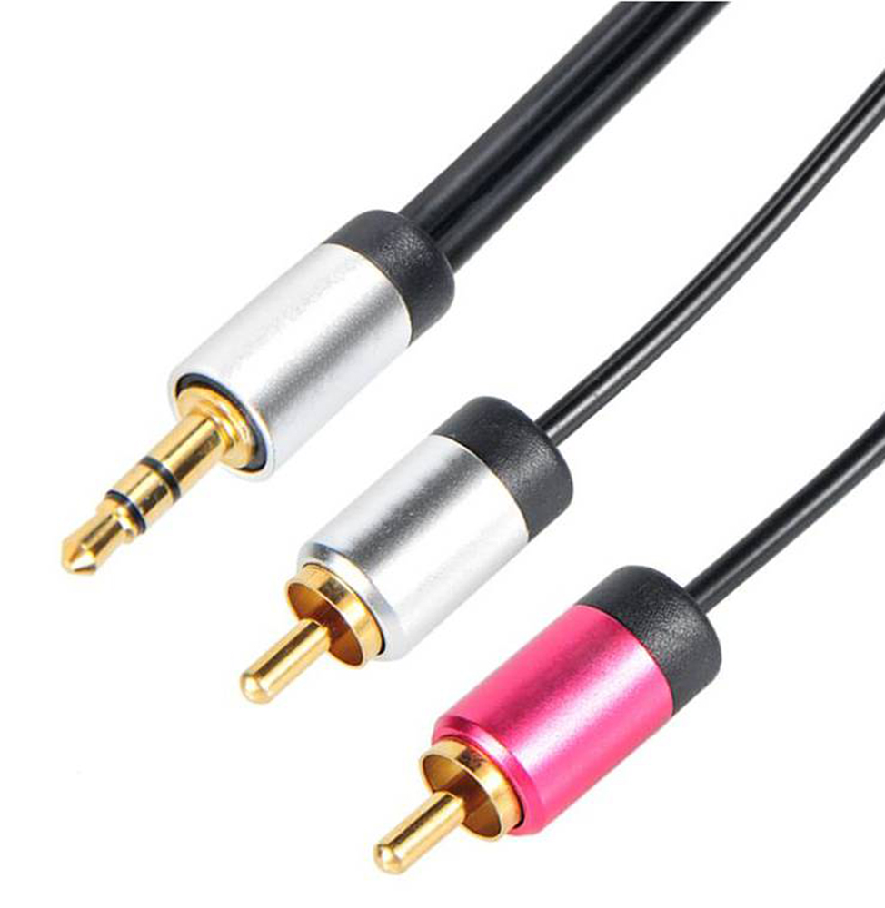 Cable Power Male 3.5mm Stereo Jack to Male RCA Aux Cable, Black, 1.5m CPAL010-1.5M-RS