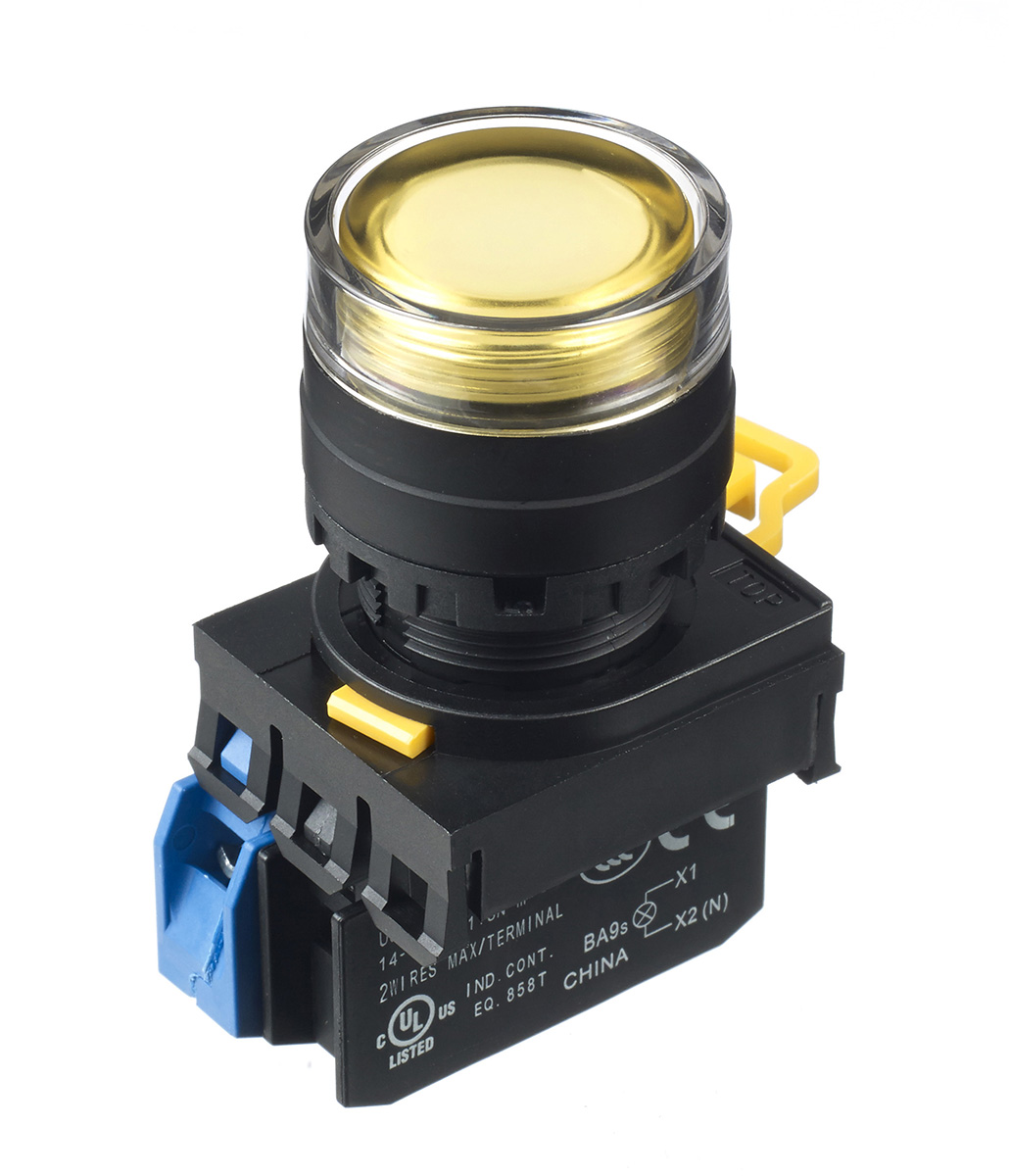 Idec YW Series Illuminated Push Button Complete Unit, Panel Mount, 22mm Cutout, SPST, IP65