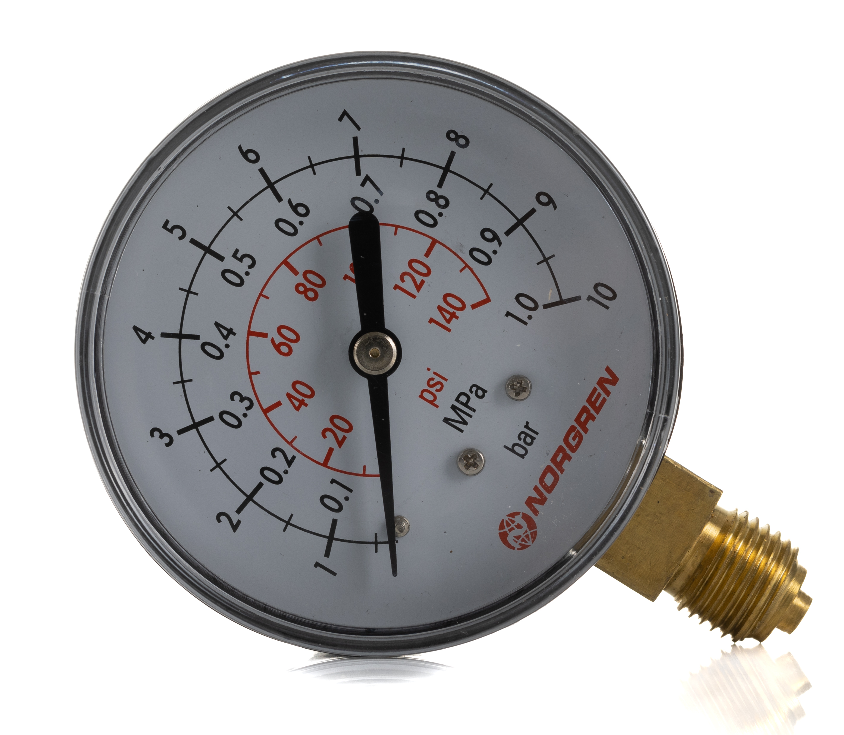Norgren G 1/4 Analogue Pressure Gauge 10bar Bottom Entry 63mm Outside Diameter