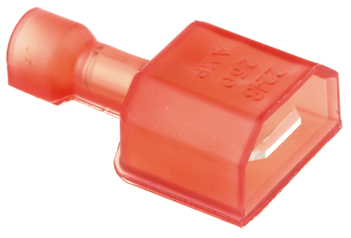 TE Connectivity Ultra-Fast .250 Red Insulated Male Spade Connector, Tab, 6.3 x 0.8mm Tab Size, 0.3mm² to 0.8mm²
