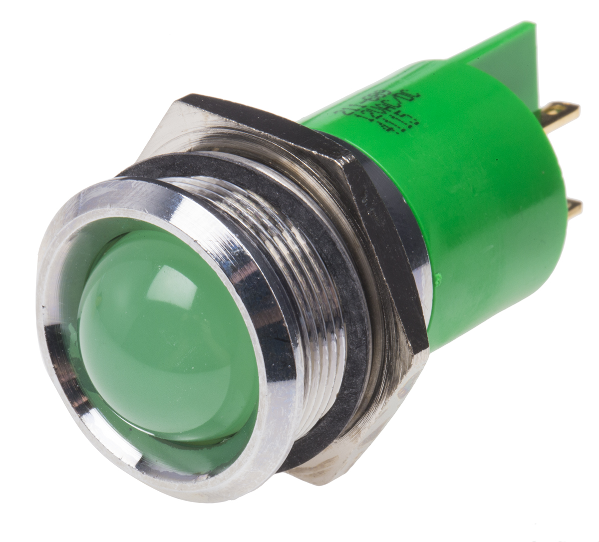 RS PRO Green Panel Mount Indicator, 12V, 22mm Mounting Hole Size, Solder Tab Termination