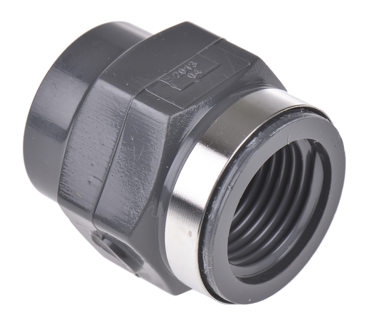 Georg Fischer Plastic Pipe Fitting, Straight Threaded Socket, Rp 1/2in to Cement 1/2in
