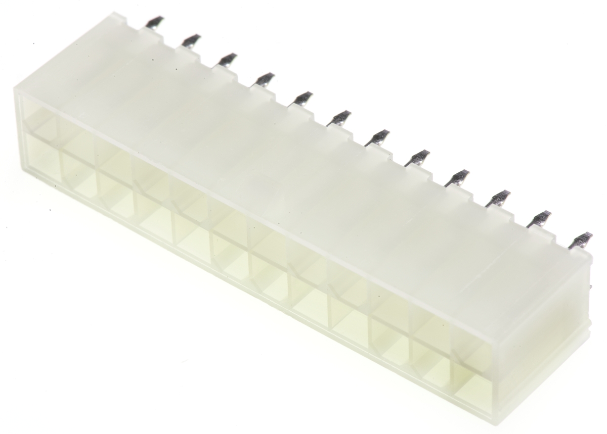 Molex Mini-Fit Jr Series Vertical Through Hole PCB Header, 24 Contact(s), 4.2 mm Pitch, 2 Row, Shrouded