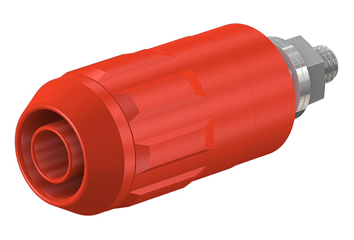 Staubli Red Female Banana Socket, 4 mm Connector, Bolt Termination, 20A, 1000V, Nickel Plating