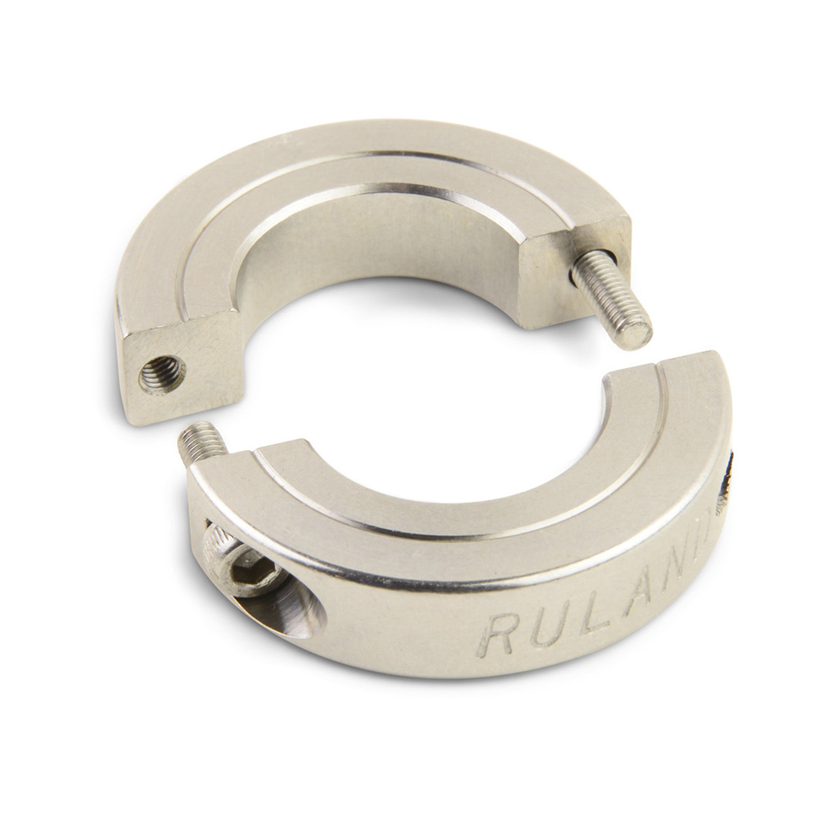 Ruland Shaft Collar, Two Piece, Clamp Screw, Bore 10mm, OD 20mm, W 5.5mm, Stainless Steel