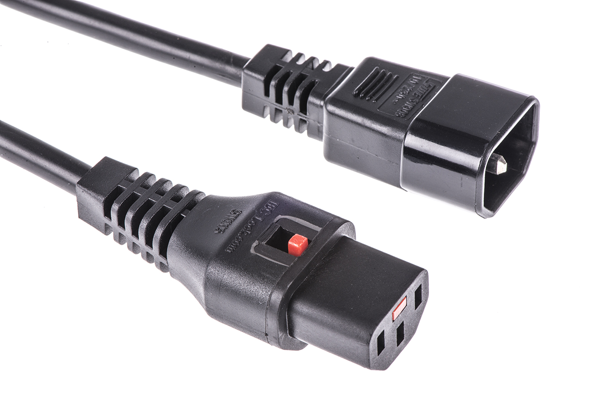 Schaffner IEC C13 Socket to IEC C14 Plug Power Cord, 2m