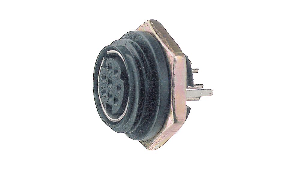 Deltron Connectors, MD 6 Pole Din Socket, 1A, 250 VAC, Cable, Socket, Panel Mount