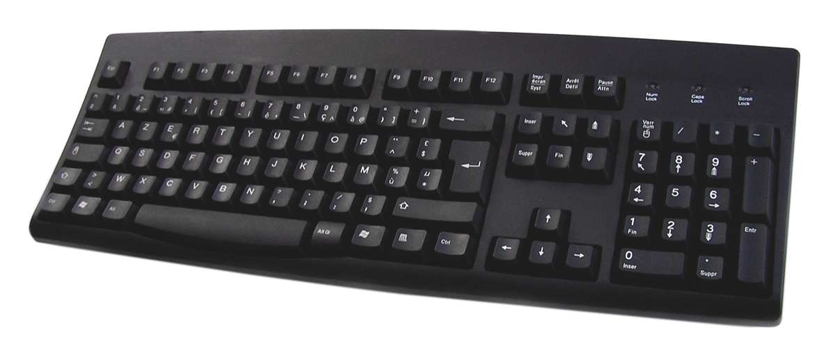 Ceratech Wired PS/2, USB Keyboard, AZERTY, Black