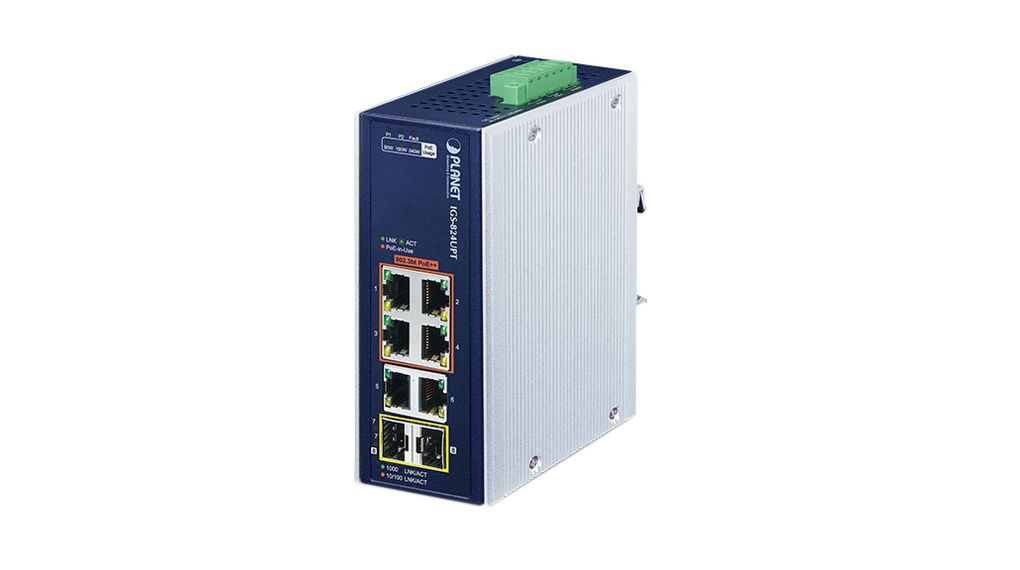 Planet IGS-824UPT, Unmanaged 8 Port Industrial Ethernet Switch With PoE