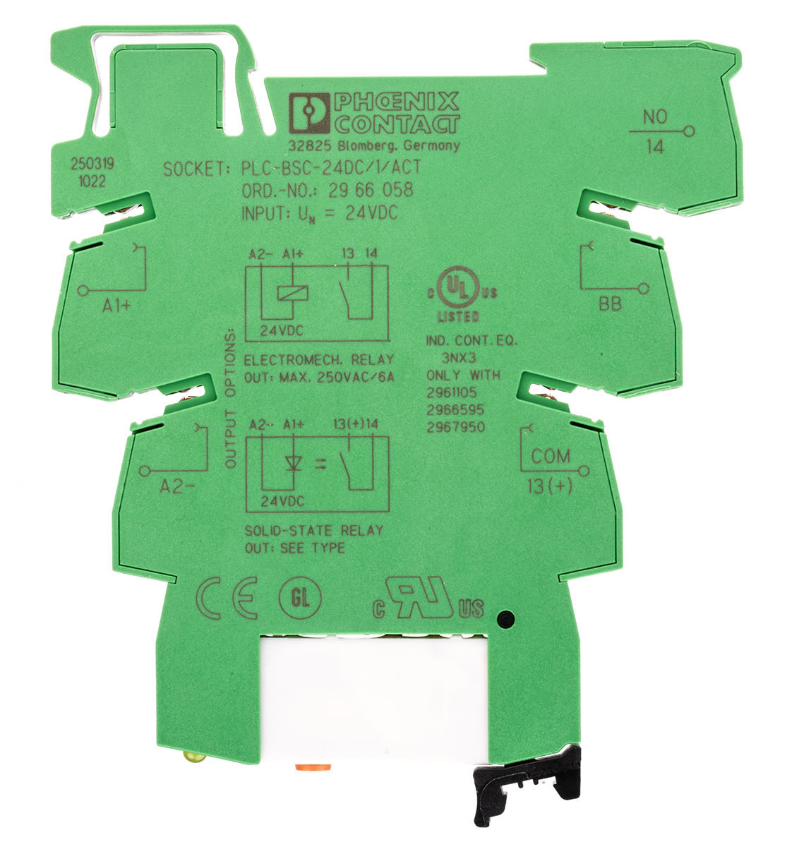 Phoenix Contact PLC-RSC- 24DC/ 1/MS/ACT Series Interface Relay, DIN Rail Mount, 24V dc Coil, SPST, 1-Pole