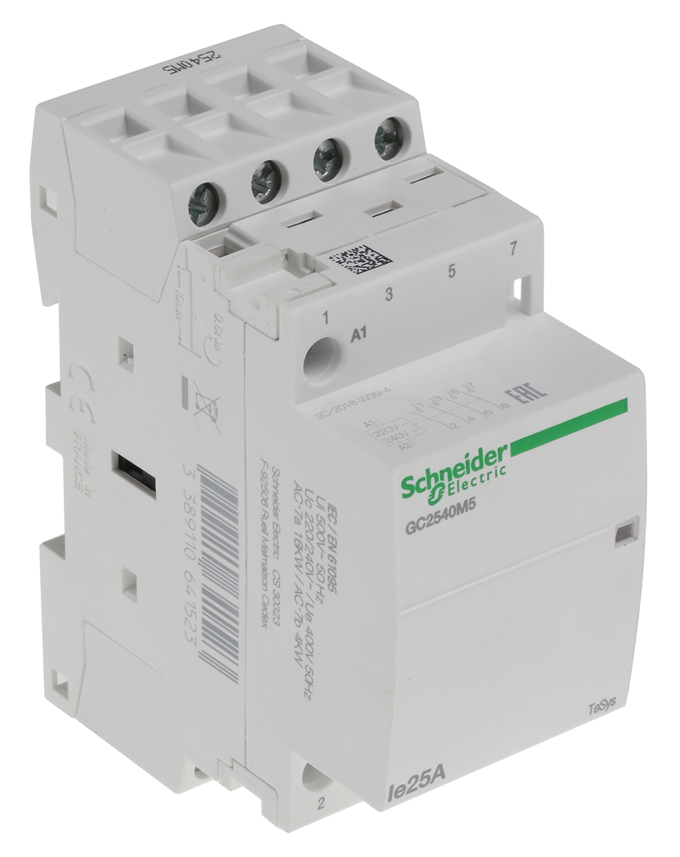 Schneider Electric GC25 Series Contactor, 230 V ac Coil, 4-Pole, 25 A, 4NO, 415 V ac