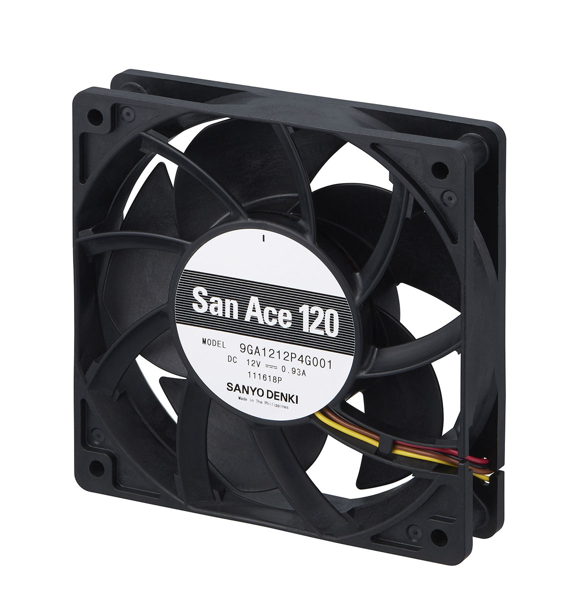 Sanyo Denki 9GA Series Axial Fan, 12 V dc, DC Operation, 11.16W, 930mA Max, 120 x 120 x 25mm