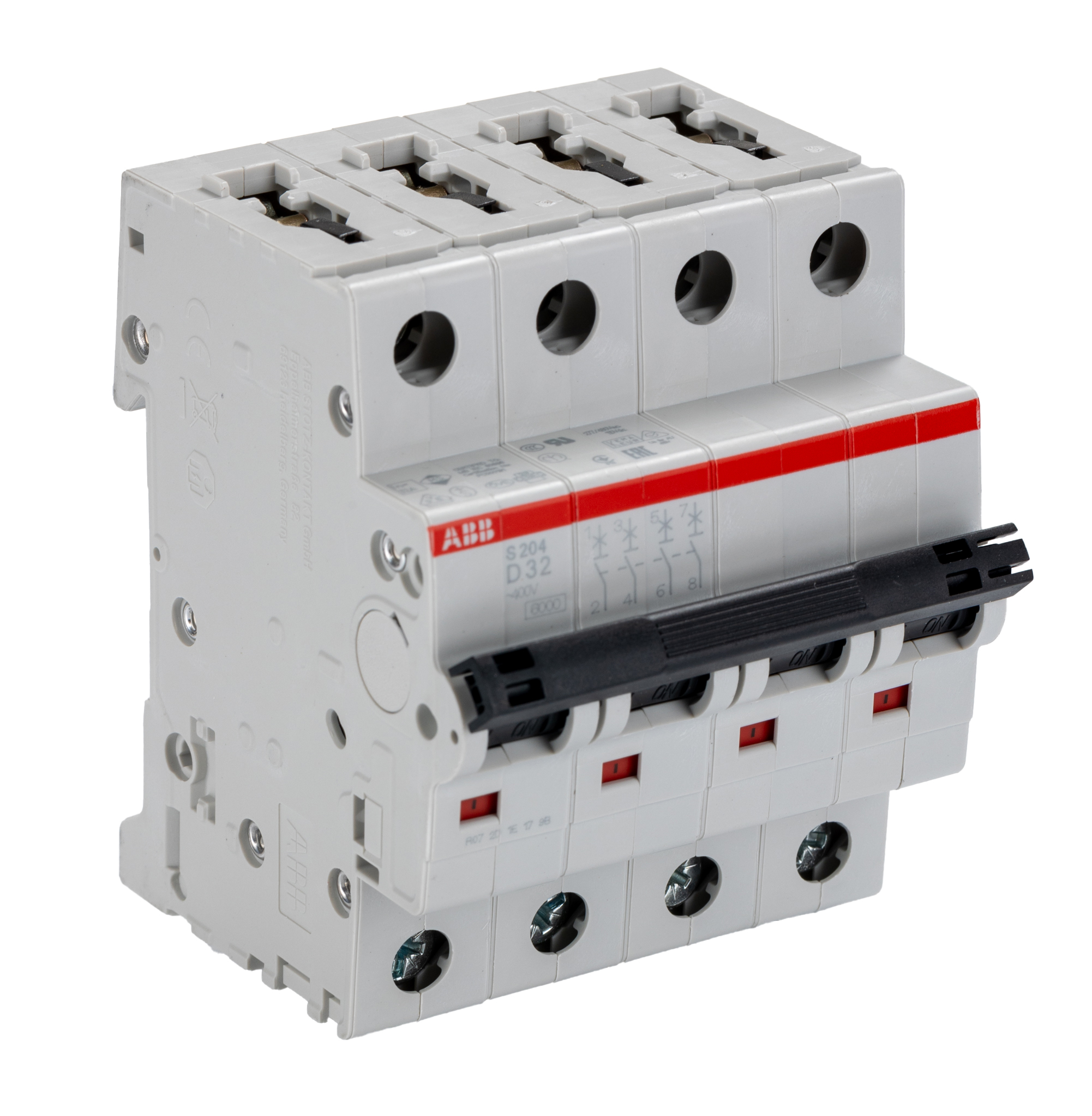 ABB System Pro M Compact S200 MCB, 4P, 32A Curve D, 400V AC, 10 kA Breaking Capacity
