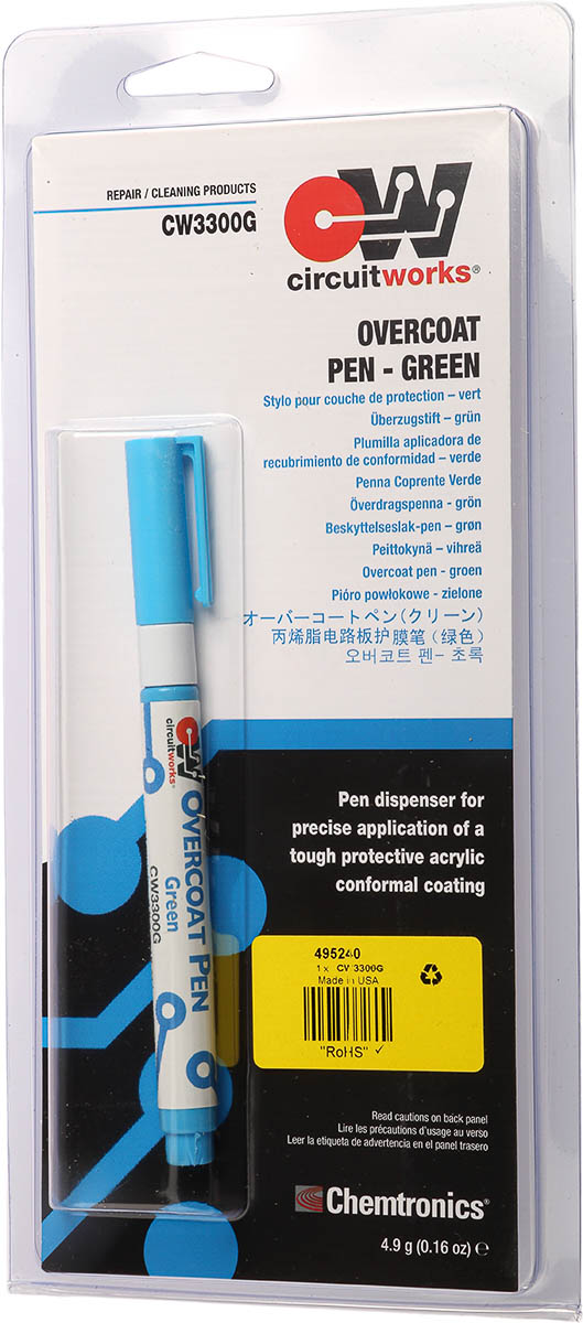 Chemtronics Green Acrylic Conformal Coating, 4.9 g Pen, -55°C min, +125°C max