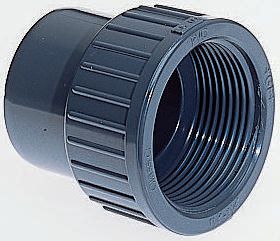Georg Fischer Plastic Pipe Fitting, Straight Threaded Adapter, 40mm, Rp 1 1/4in to Cement 40mm
