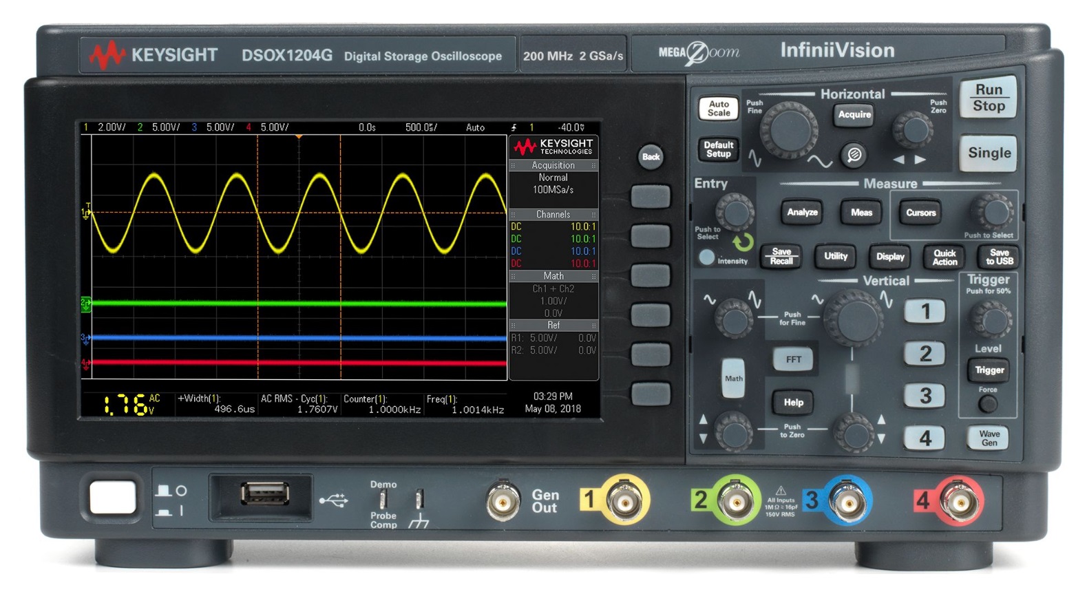 Keysight Technologies DSOX1204A+DSOX1200A-100 InfiniiVision 1000 X Series, 100MHz Bench Oscilloscope, 4 Analogue