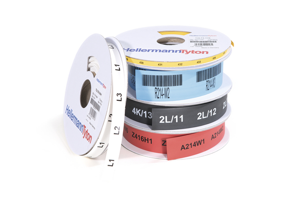 HellermannTyton TULT Heat Shrink Cable Marker, Blue, Pre-printed "Continuous Tube", 4 → 12mm Cable, for