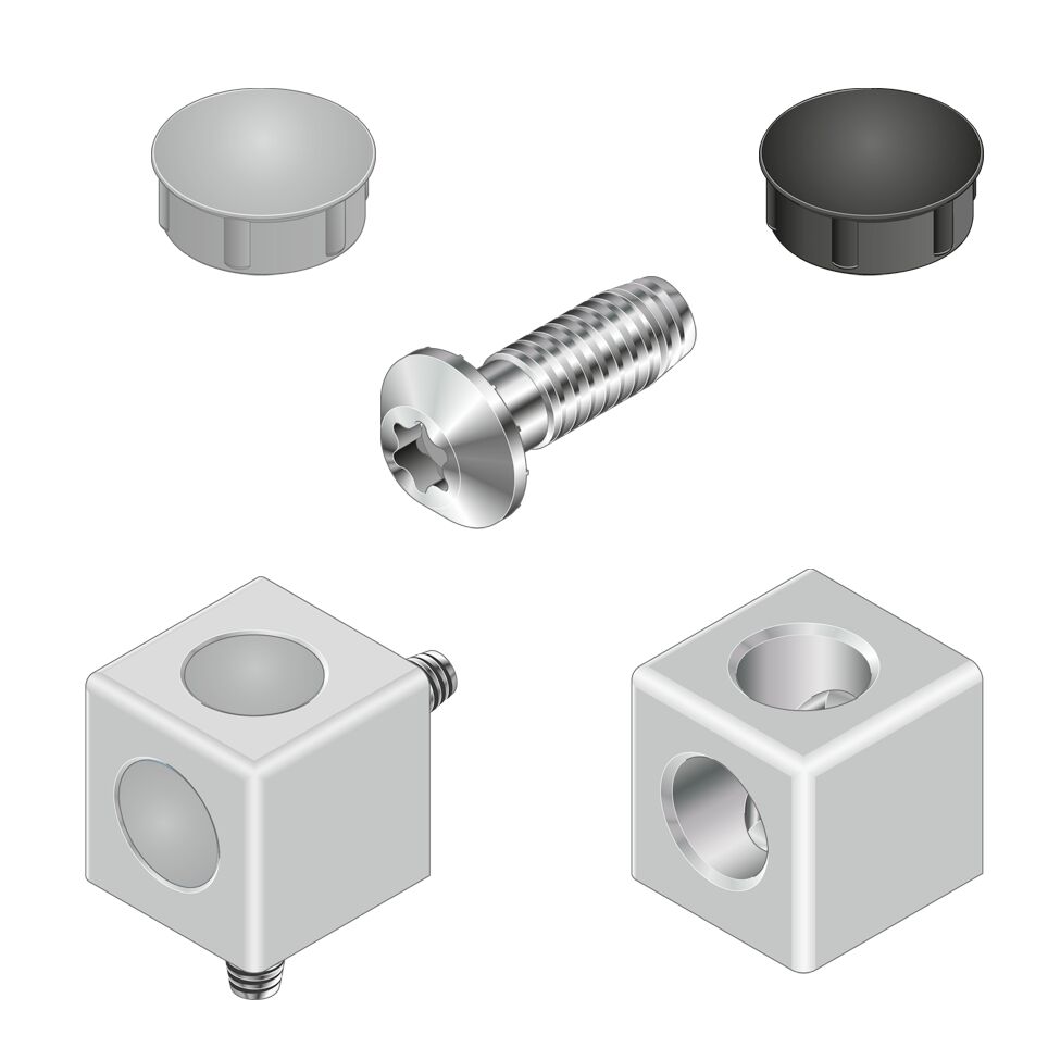 Bosch Rexroth M8 Corner Cube Kit, Connecting Component, Strut Profile 45 mm, Groove Size 10mm