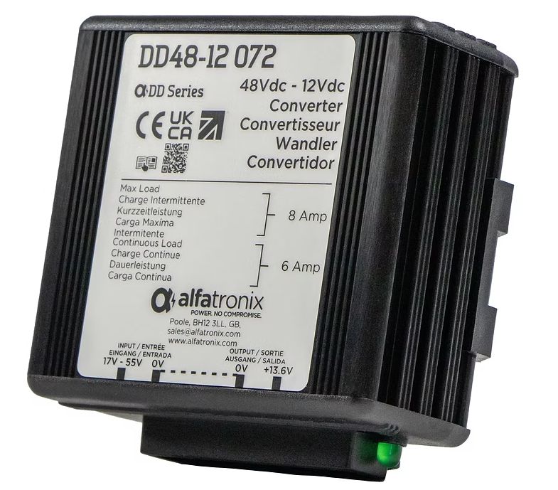 Alfatronix Ltd DD DC-DC Converter, 12V dc/ 6A Output, 48 V dc Input, 72W, Clip Mount, +80°C Max Temp -25°C Min Temp