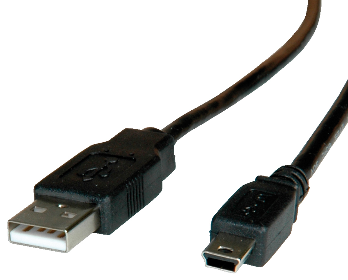 Roline USB 2.0, Male USB A to Male Mini USB B, 3m