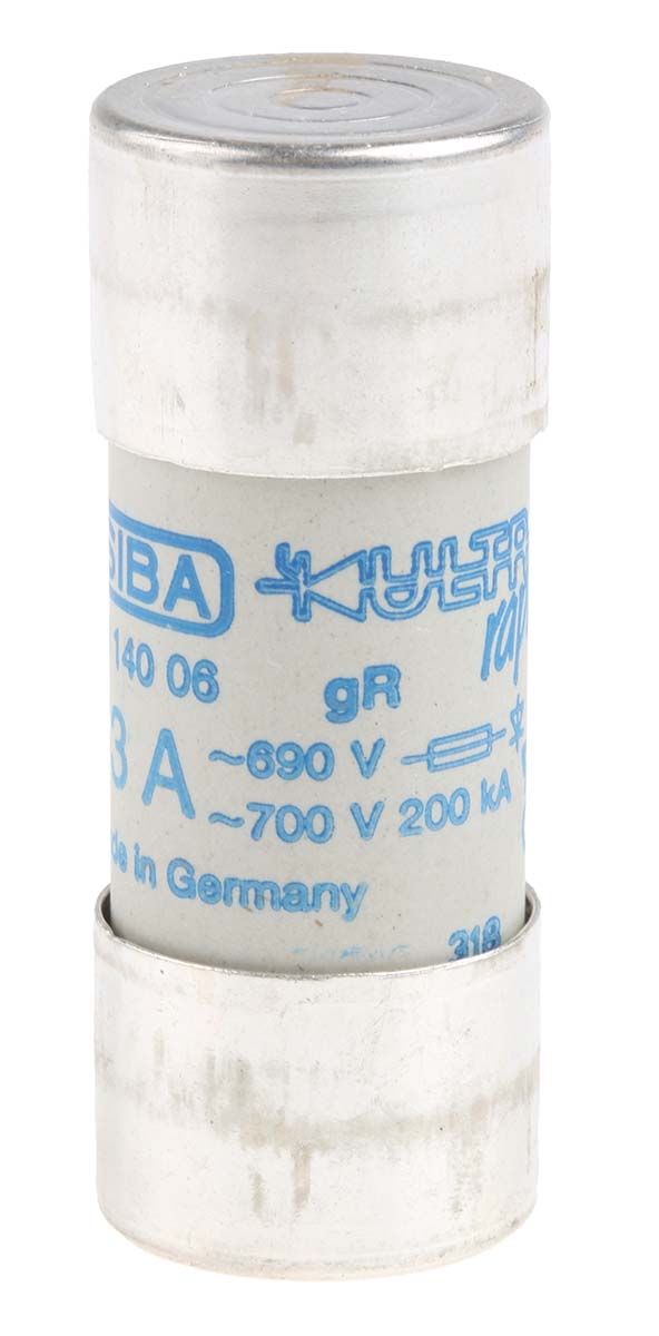 SIBA 63A Ceramic Cartridge Fuse, 22 x 58mm