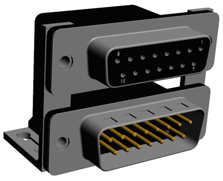 Norcomp 189 15 Way Right Angle Through Hole D-sub Connector Female/Male, 2.769mm Pitch, with 4-40 Hex Standoff, Fork