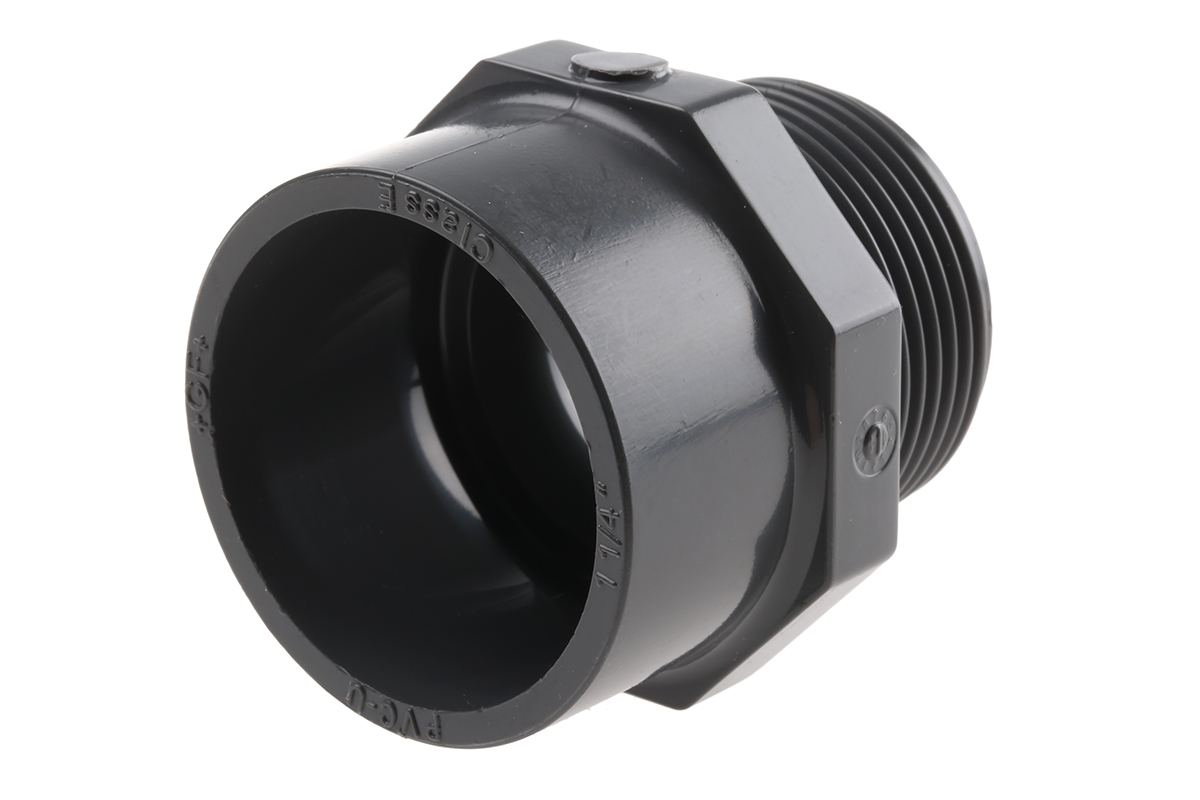 Georg Fischer Plastic Pipe Fitting, Straight Threaded Adapter, R 1 1/4in to BSP 1-1/4in