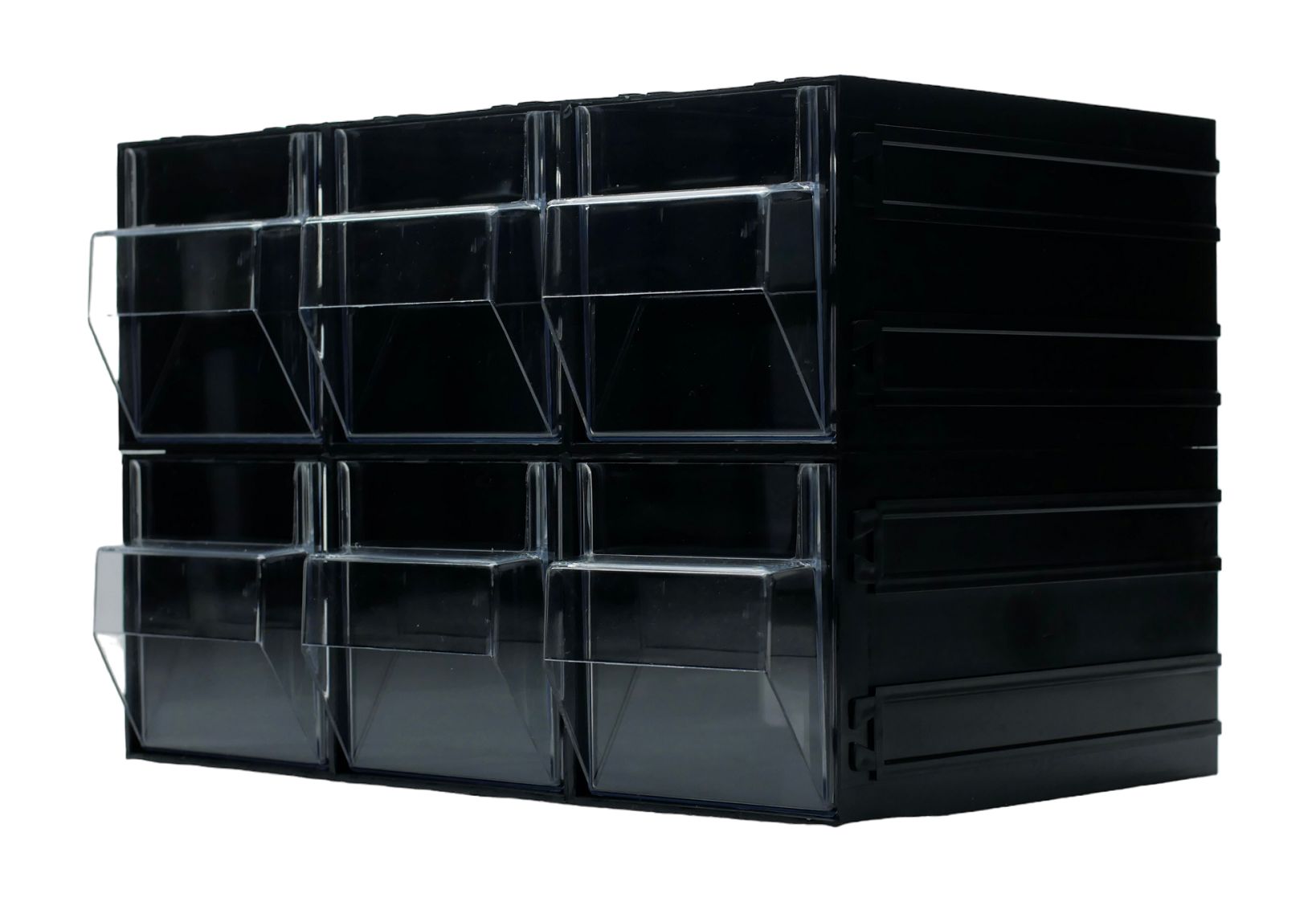 RS PRO 6 Drawer Storage Unit, Polystyrene, 225mm x 338mm x 225mm, Black, Transparent