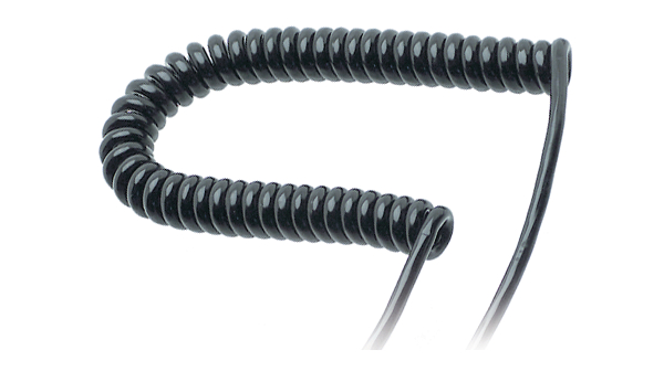 TBS de Buck B.V. SP-DSR Spiral Cable 1 mm² 3 Core Power Cable, Black Polyurethane PUR, 1.6m