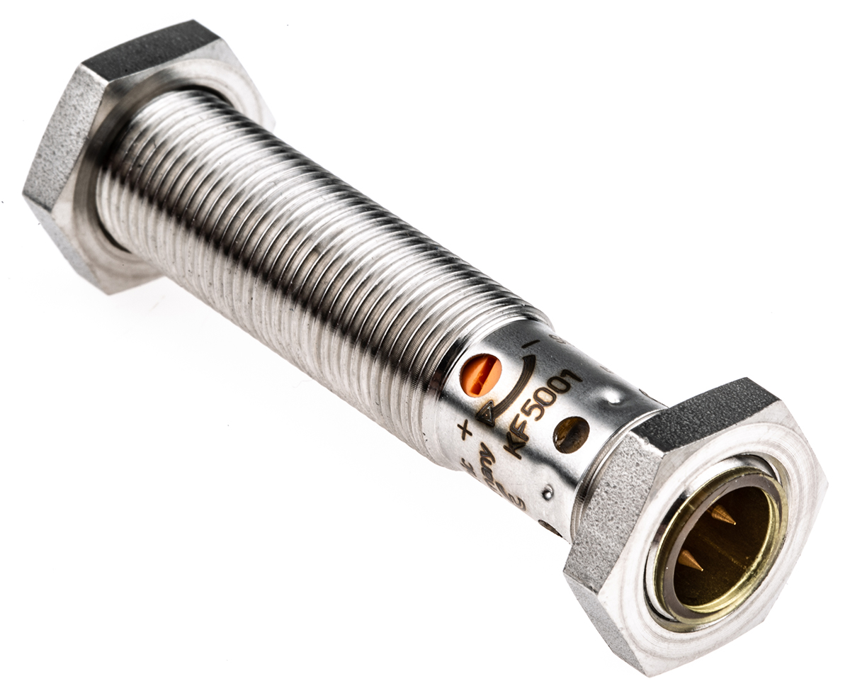 ifm electronic Capacitive Threaded Barrel Proximity Sensor, M12, 6 mm Detection, PNP NO, 10 → 36 V dc