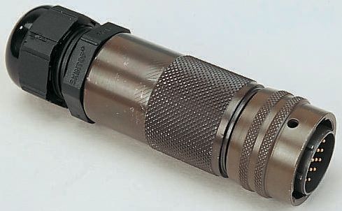 Amphenol Socapex, 451 6 Way Cable Mount MIL Spec Circular Connector Plug, Pin Contacts,Shell Size 10, Bayonet Coupling