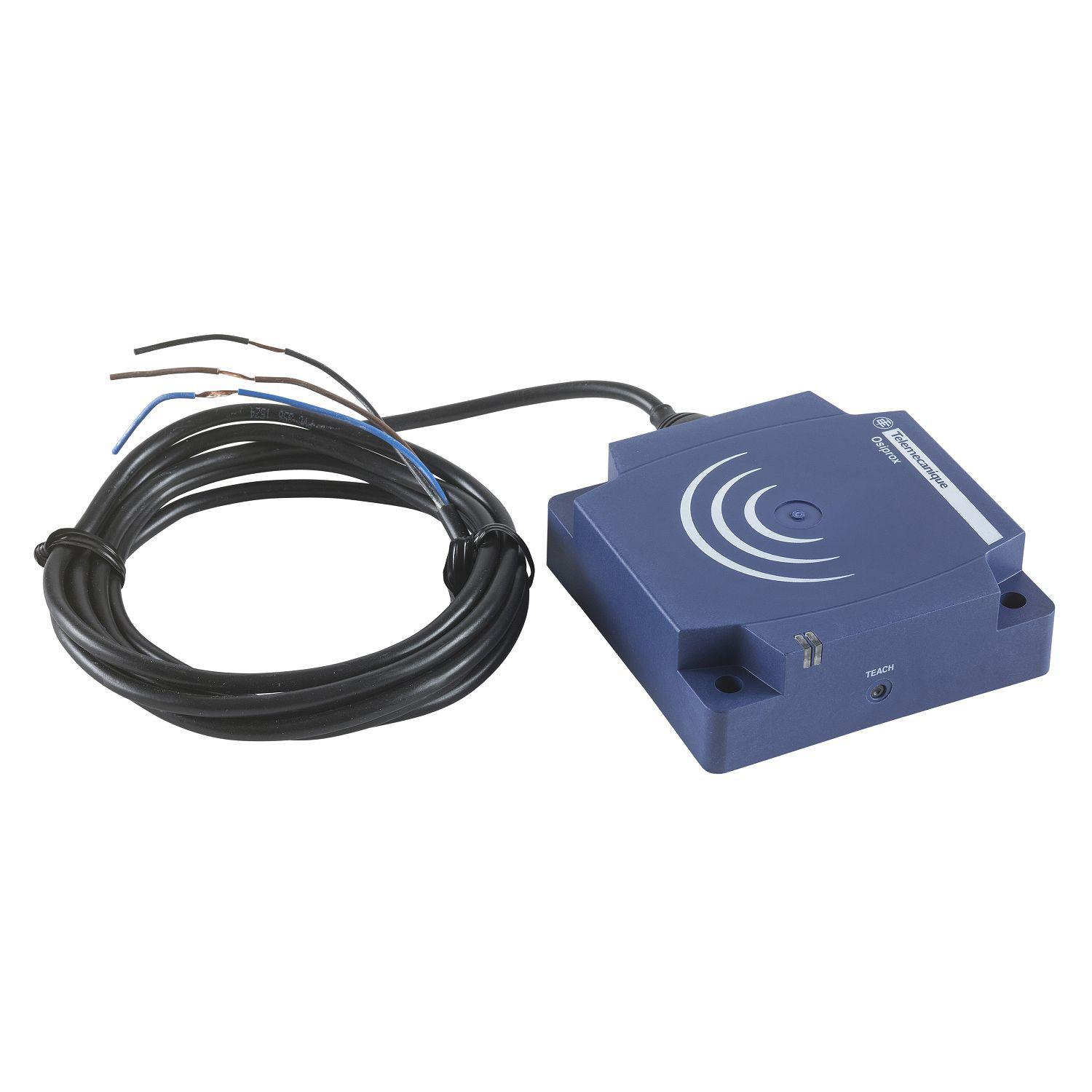 Telemecanique Sensors Inductive Flat Proximity Sensor, 60 mm Detection, NPN NO, 12 → 24 V dc