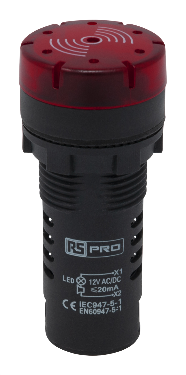 RS PRO, Panel Mount Red LED Pilot Light, 22mm Cutout, IP30, Round, 12V ac/dc