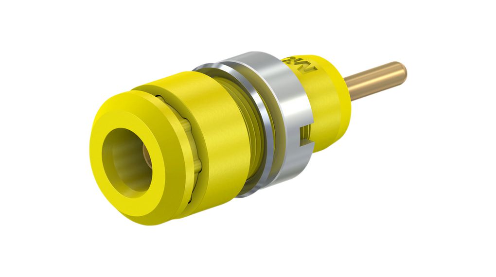 Staubli Yellow Socket Banana Socket, 2mm Connector, Pin Termination, 10A, 600 → 1000V, Gold Plating