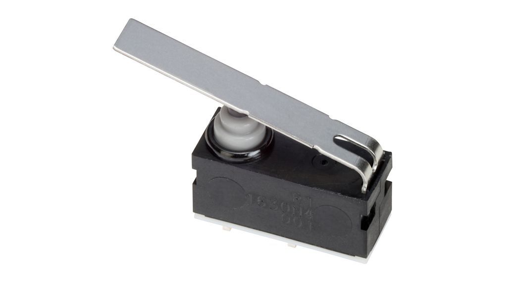 Omron Long Straight Lever Subminiature Micro Switch, Left Angle PCB Terminal, SPST, IP67