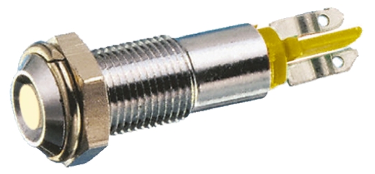 Signal Construct Yellow Panel Mount Indicator, 24V dc, 8mm Mounting Hole Size, Solder Tab Termination, IP67