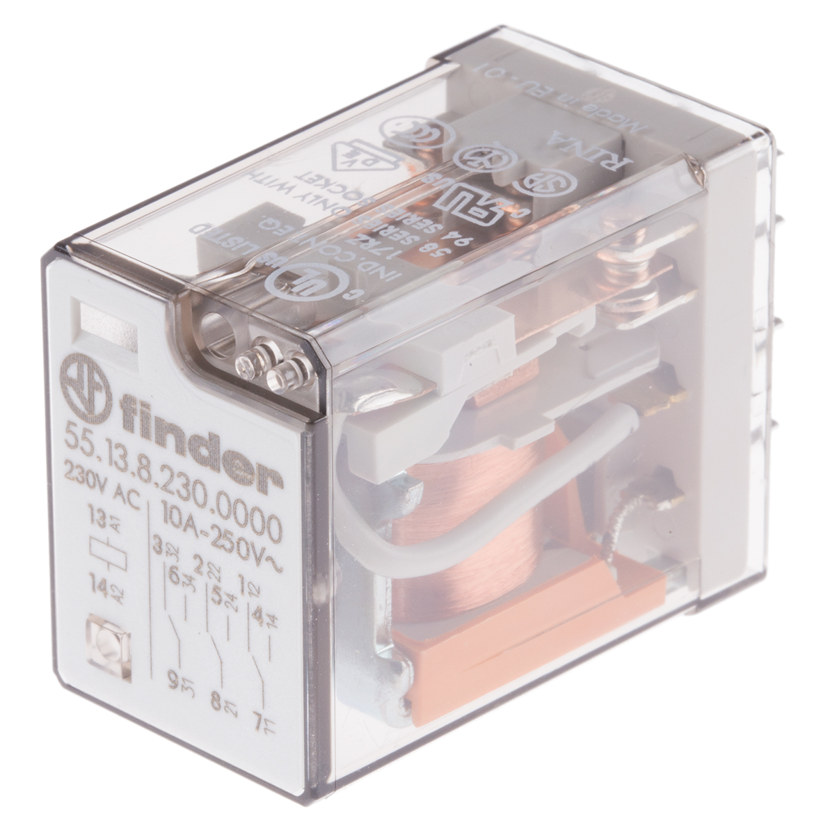 Finder PCB Mount Power Relay, 230V ac Coil, 10A Switching Current, 3PDT