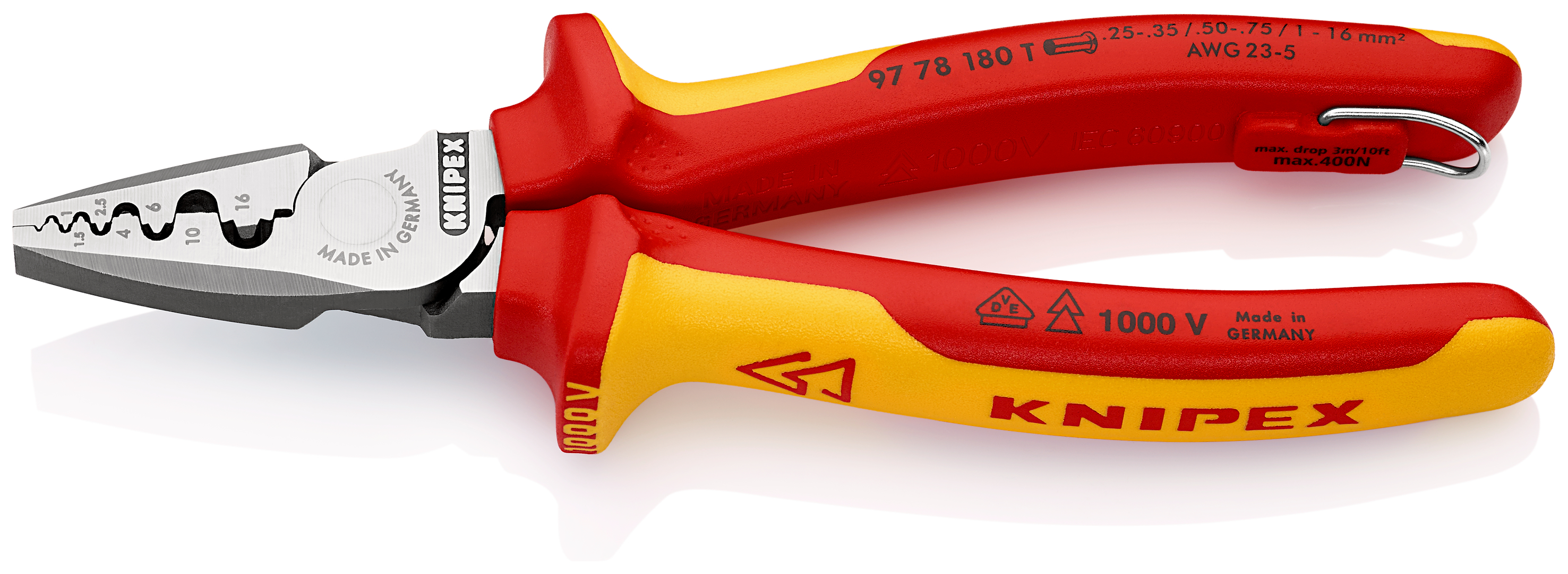 Knipex Hand Crimp Tool for Wire Ferrules, 0,5 → 6mm² Wire