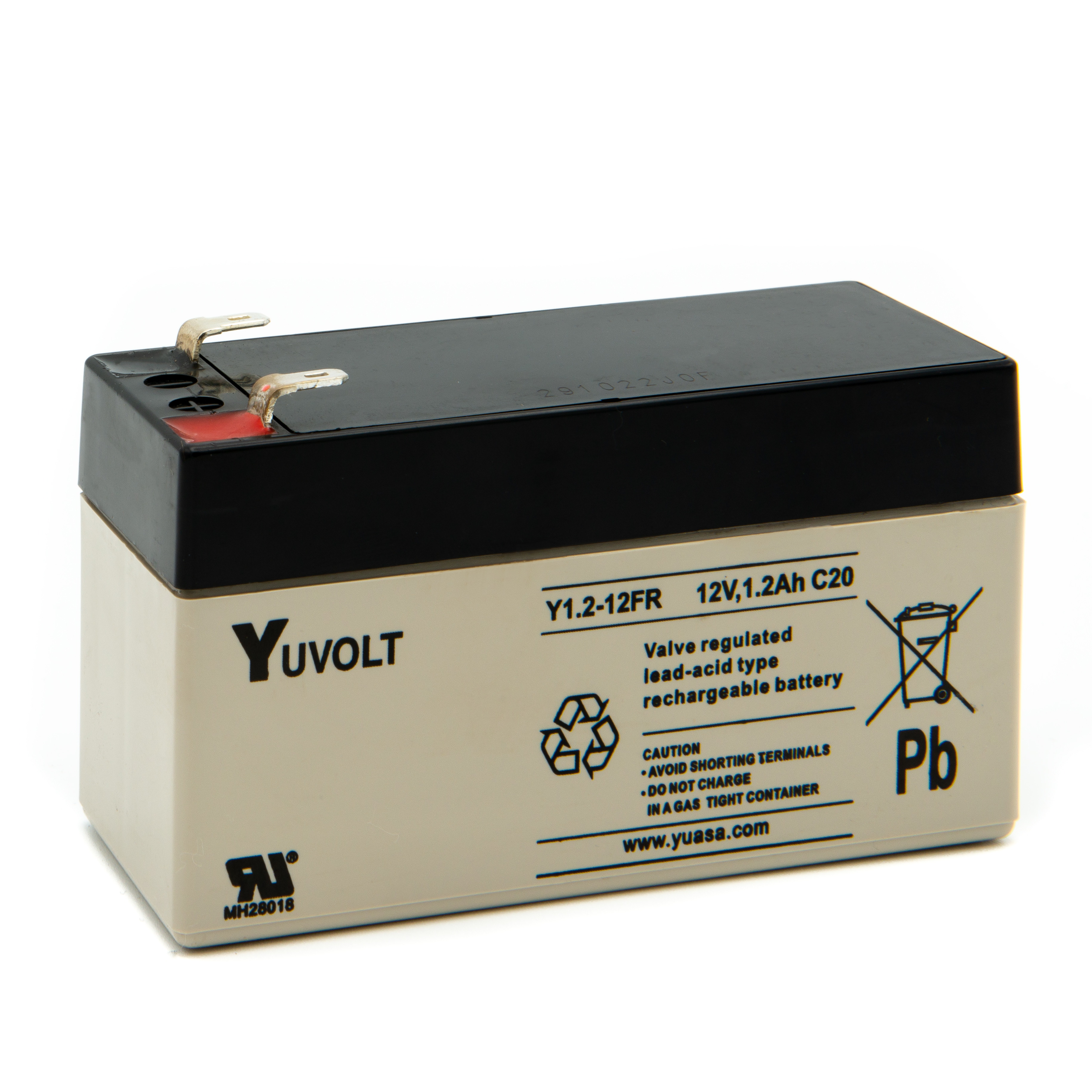 Yuasa 12V Faston 4.8mm Sealed Lead Acid Battery, 1.2Ah