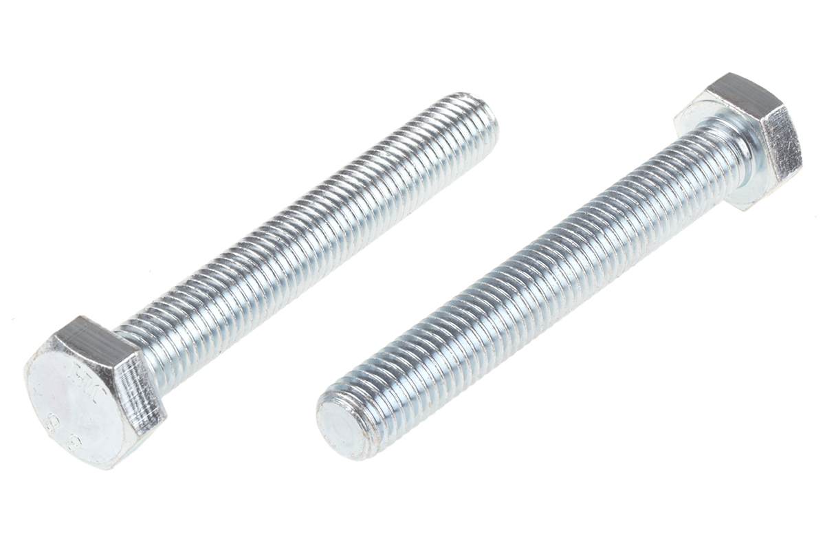 RS PRO Bright Zinc Plated Steel, Hex Bolt, M14 x 100mm